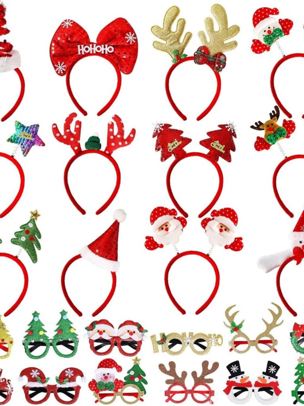 24 Pieces Christmas Glasses Frame and Headbands Set Cute Christmas Decoration  1